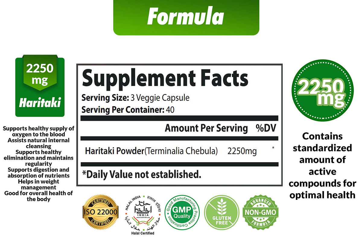 Cona Nature Organic Haritaki 2250mg - 120 Capsules - image 2