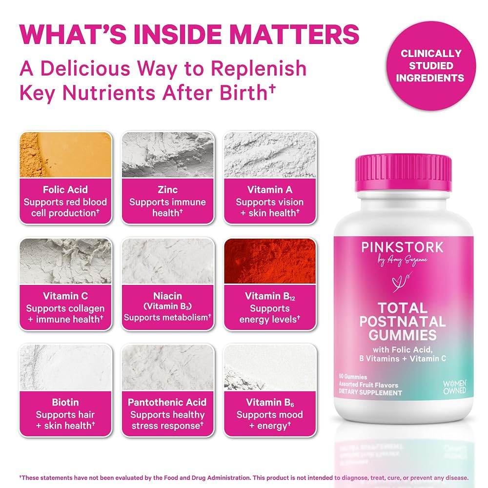 Pink Stork Total Postnatal Vitamin Gummies - 120 Count - image 2