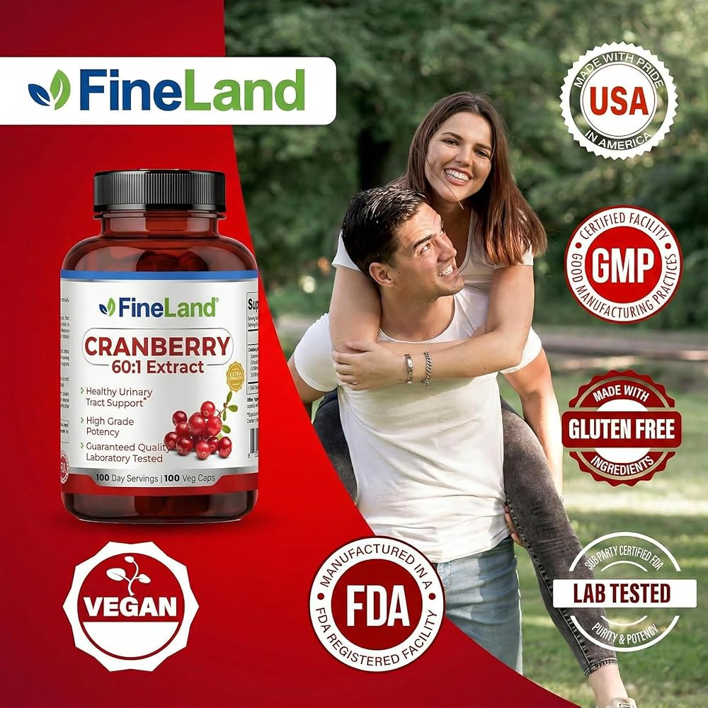 FineLand Cranberry Extract 60:1 Urinary Tract Health - 100 Capsules - image 5