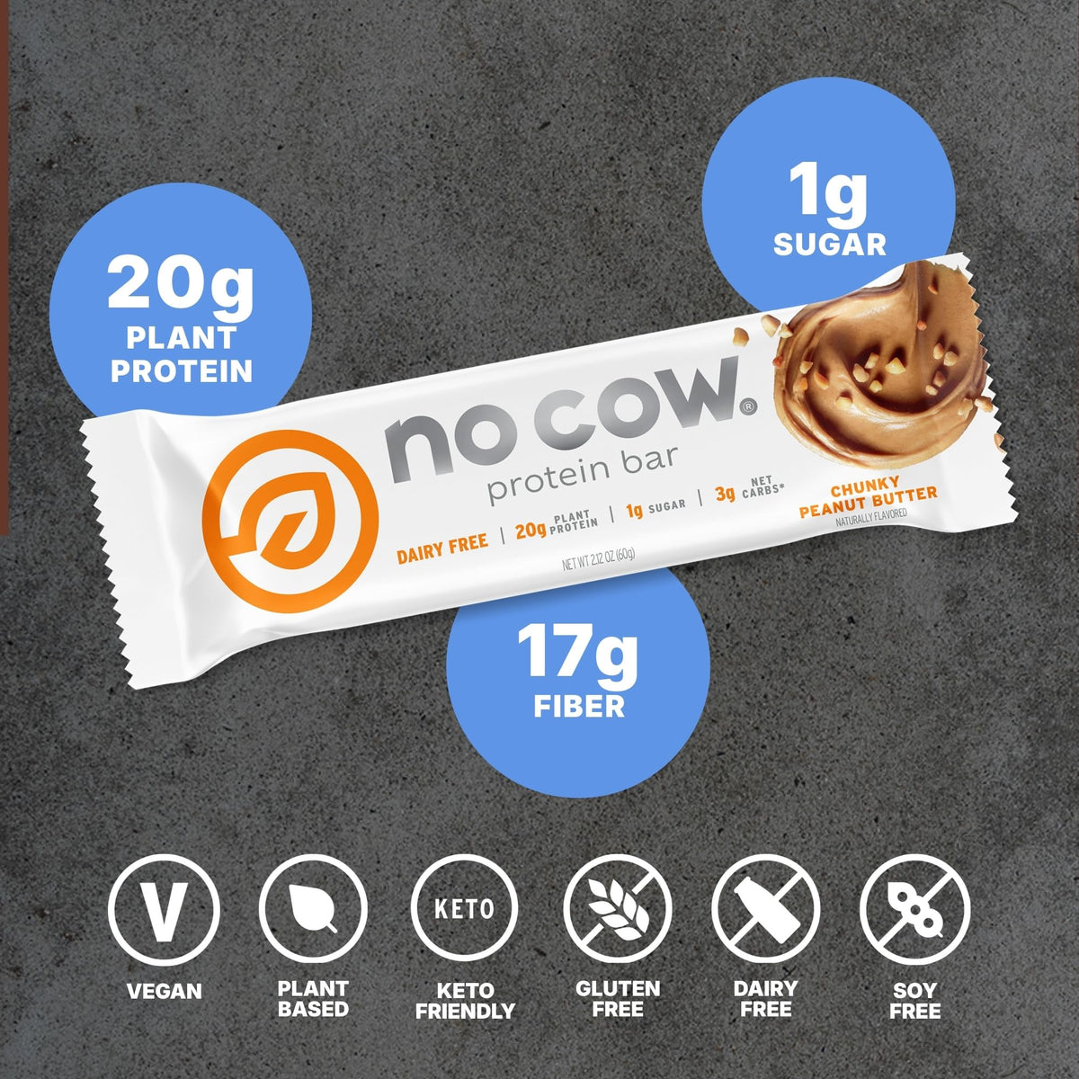 No Cow Chunky Peanut Butter Vegan Protein Bars - 12 Pack - image 3