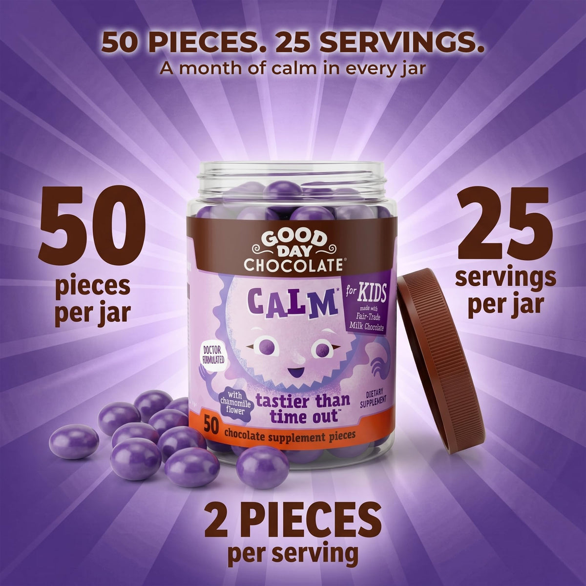 Good Day Chocolate Natural Calming Supplement for Kids - 50 Pieces - image 4