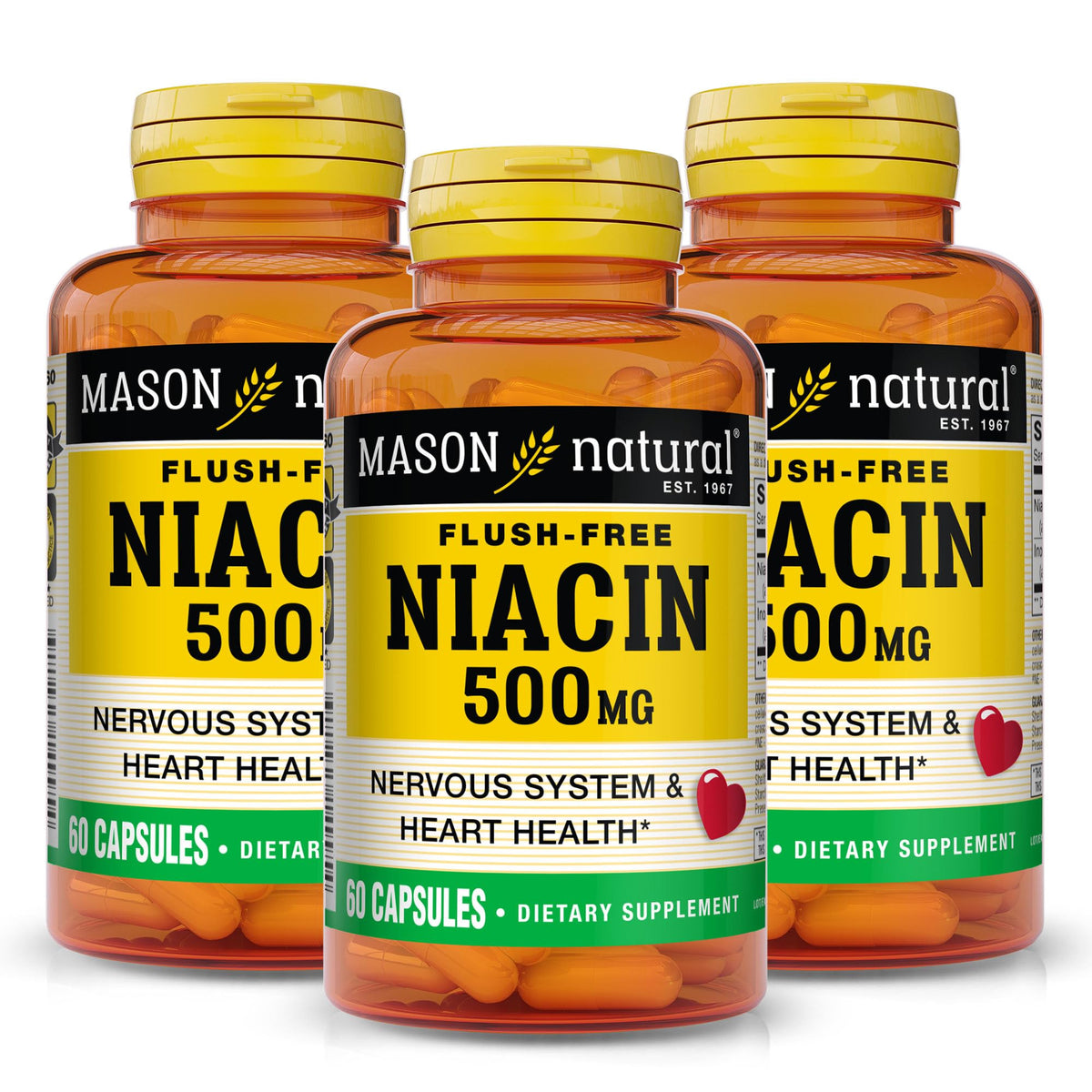 MASON NATURAL Niacin 500 mg Flush-Free - 180 Capsules