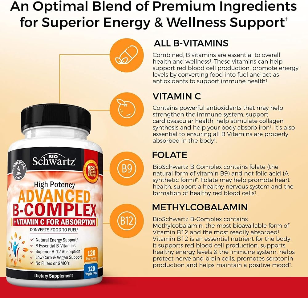 BioSchwartz Vitamin B Complex with Vitamin C - 120 Capsules - image 3