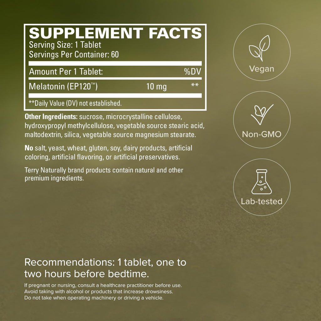 Terry Naturally Melatonin EP120 10mg Sleep Support - 60 Tablets - image 5