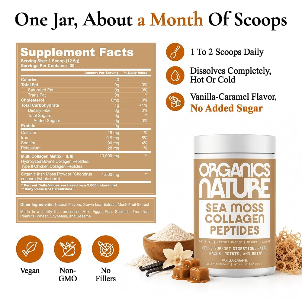 ORGANICS NATURE Collagen Peptides Powder with Irish Sea Moss - 380g - image 4