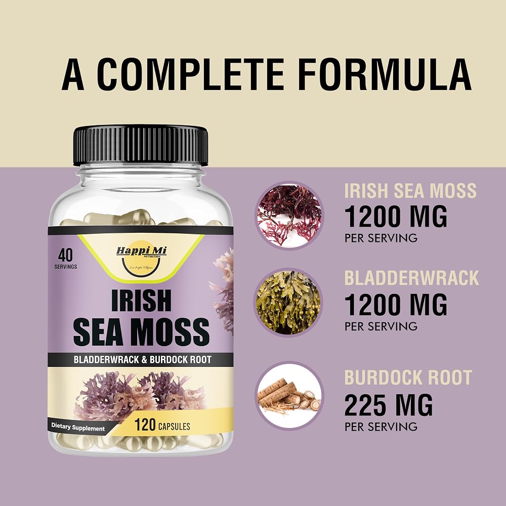 Happi Mi Nutrition Irish Seamoss Capsules 2625mg - 120 Capsules - image 4