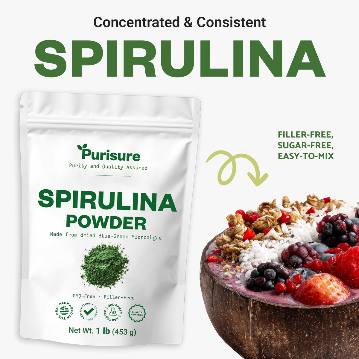 Purisure Spirulina Powder - 453g - image 5
