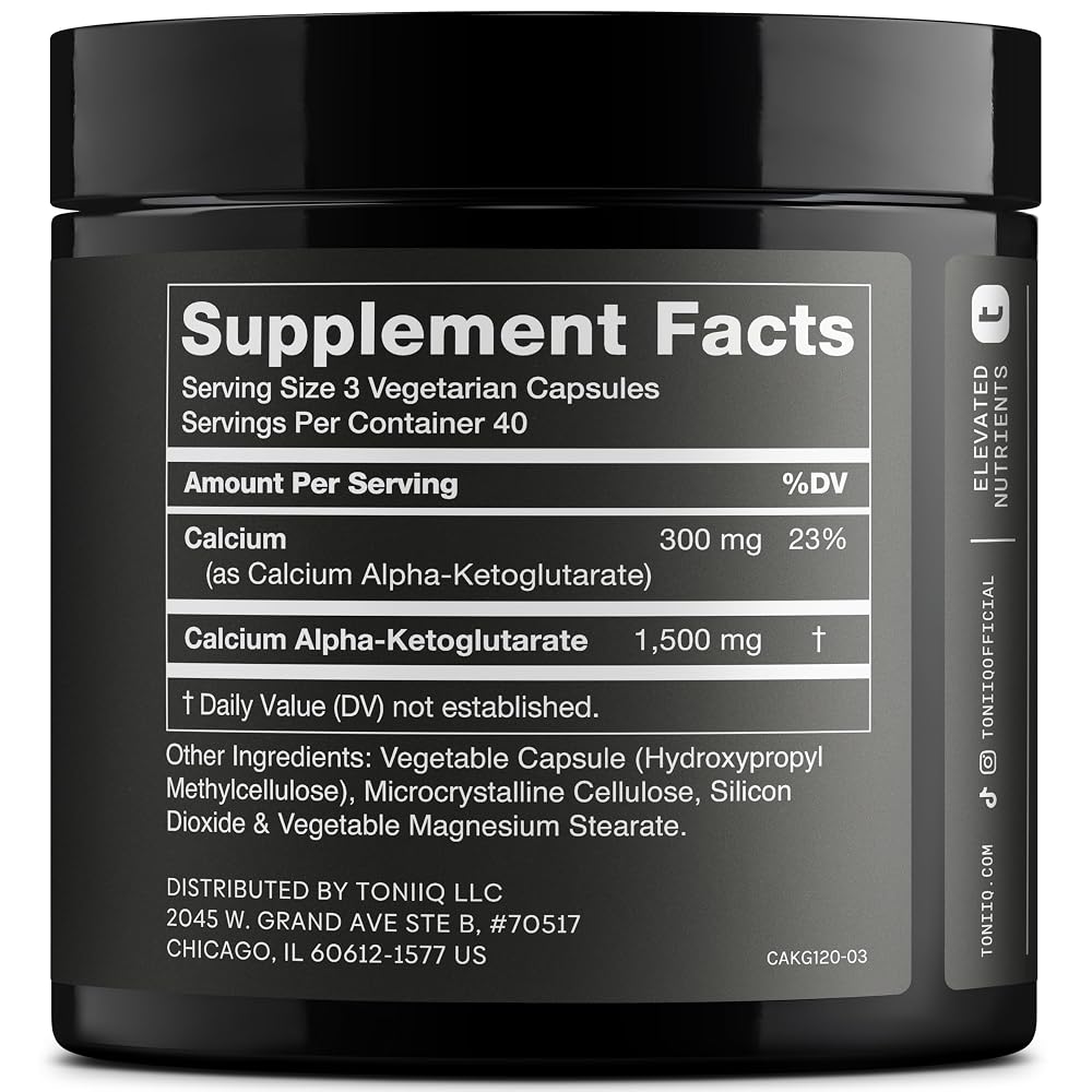 Toniiq Calcium Alpha-Ketoglutarate 1500mg - 120 Capsules - image 2