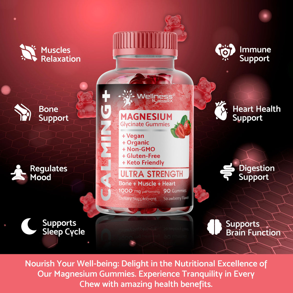 WELLNESS LABSRX Magnesium Glycinate Gummies - 1000 mg - Magnesium