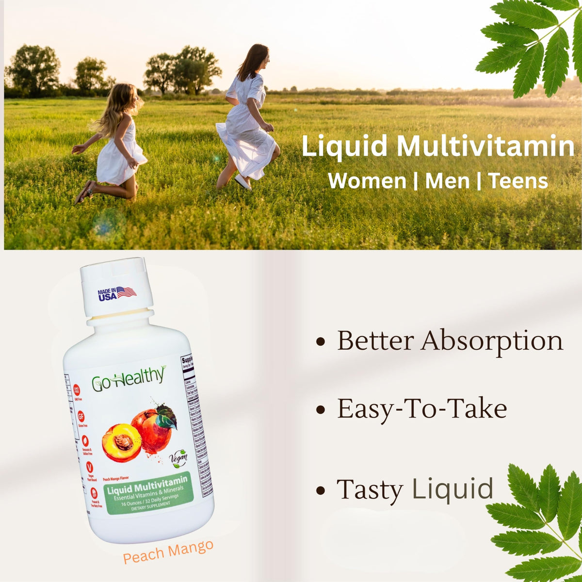 Go Healthy Natural Liquid Multivitamin for Adults - 16 oz - image 3