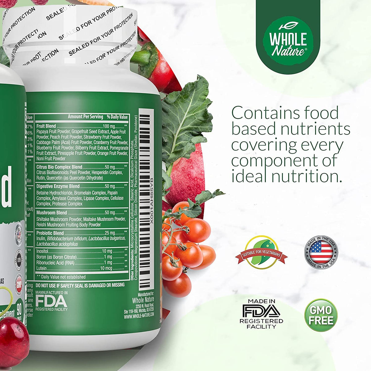 Whole Nature Whole Food Multivitamin for Men and Women Complete Daily