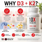 10X Health Vitamin D3 K2 5000 IU with MK7 - 60 Capsules - image 2