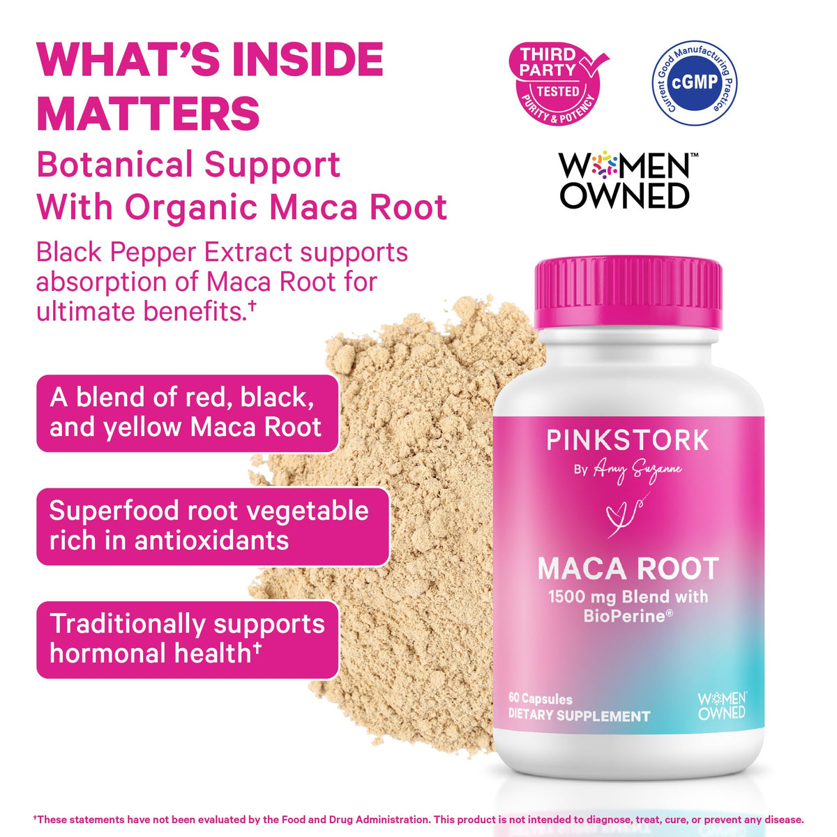 Pink Stork Organic Maca Root Capsules for Women - 60 Count - image 2