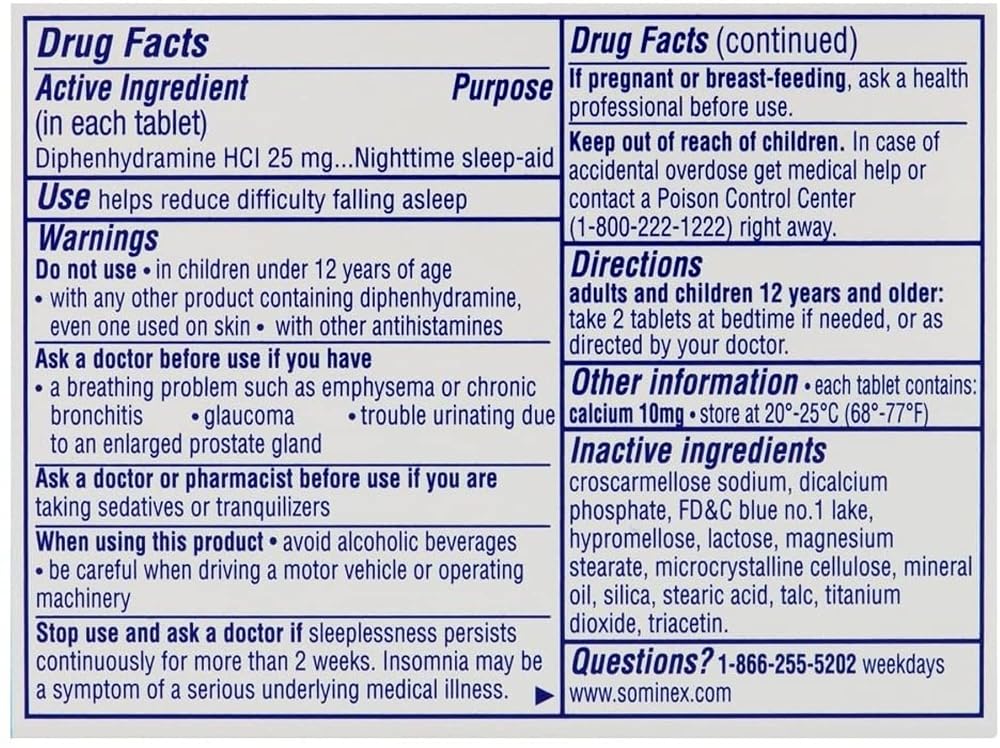 Sominex Nighttime Sleep Aid with Diphenhydramine HCl - 72 Tablets - image 5