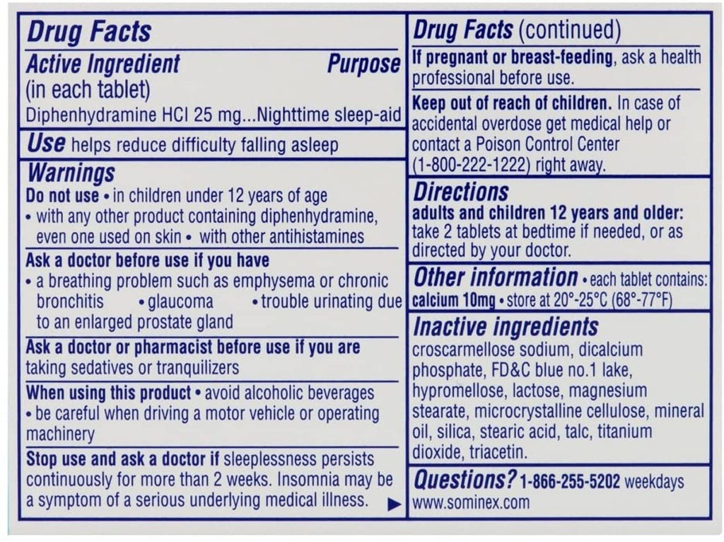 Sominex Nighttime Sleep Aid with Diphenhydramine HCl - 72 Tablets - image 5