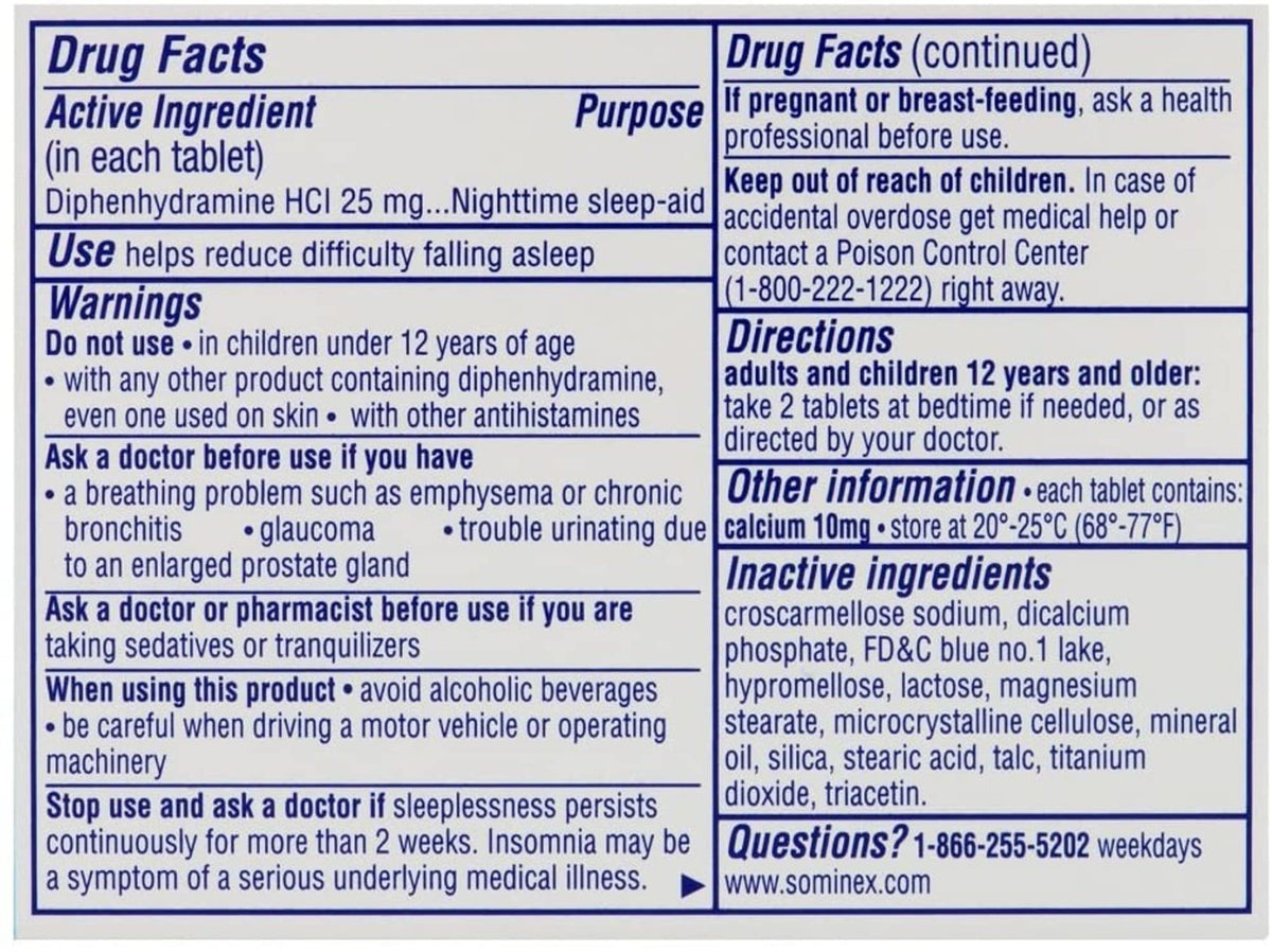 Sominex Nighttime Sleep Aid with Diphenhydramine HCl - 72 Tablets - image 5