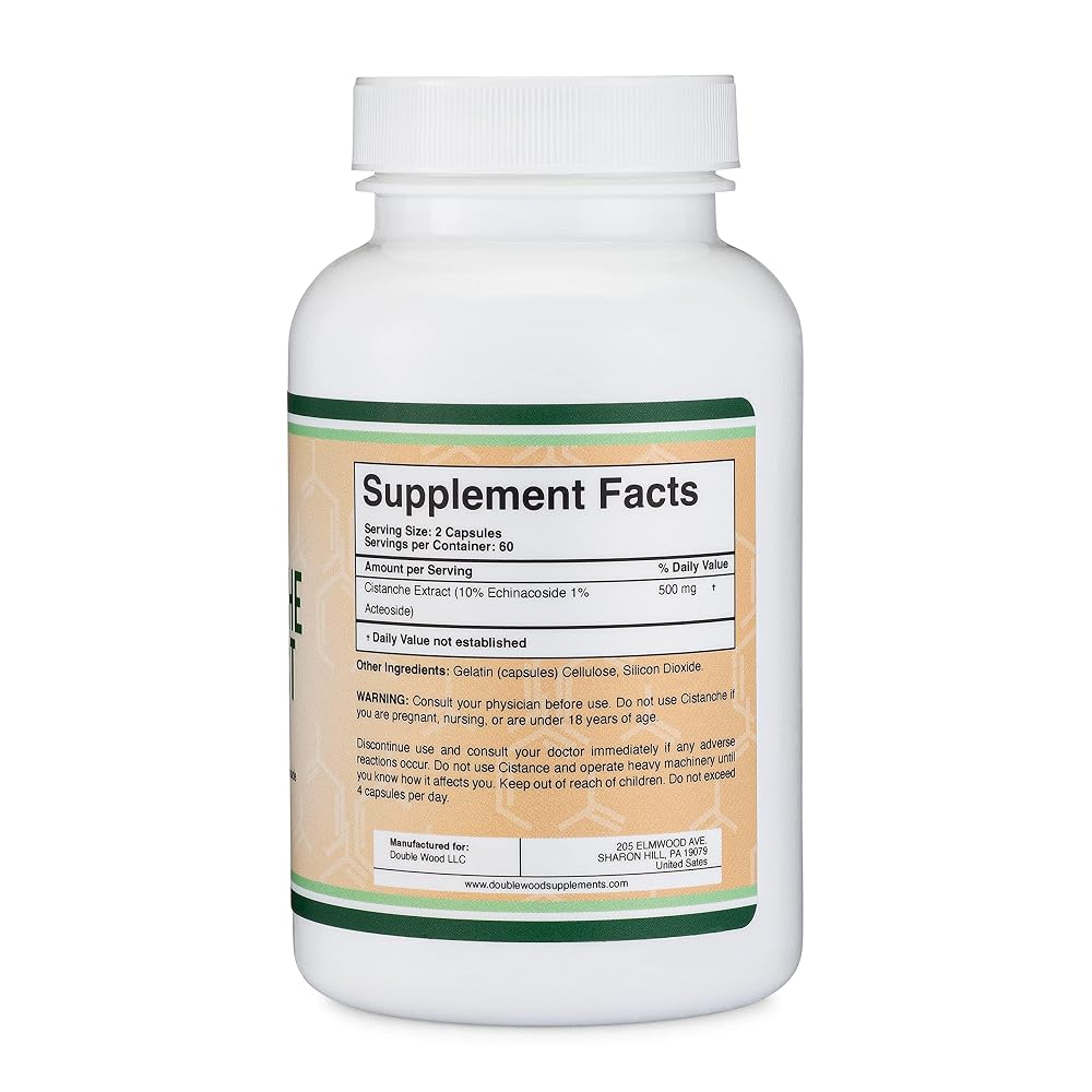Double Wood Cistanche Tubulosa 500mg Male Vitality - 120 Capsules - image 3