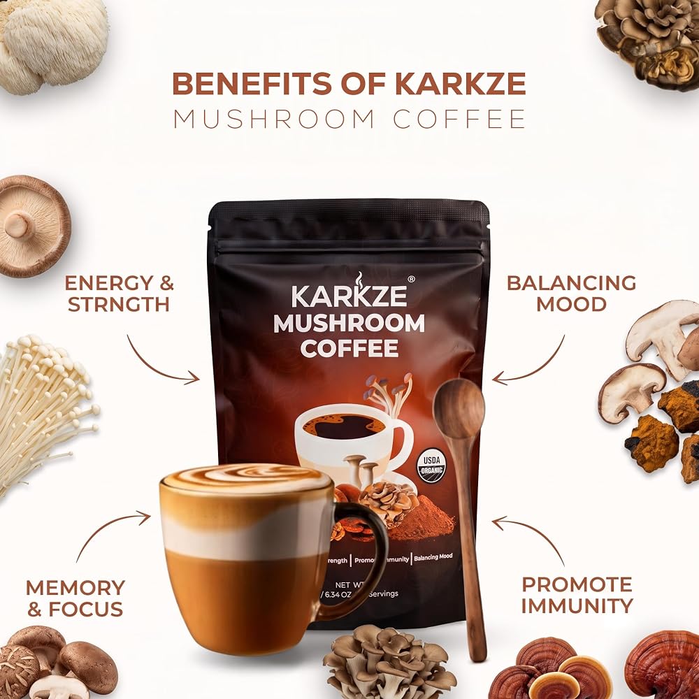 KARKZE USDA Organic Instant Mushroom Coffee - 30 Servings - image 3