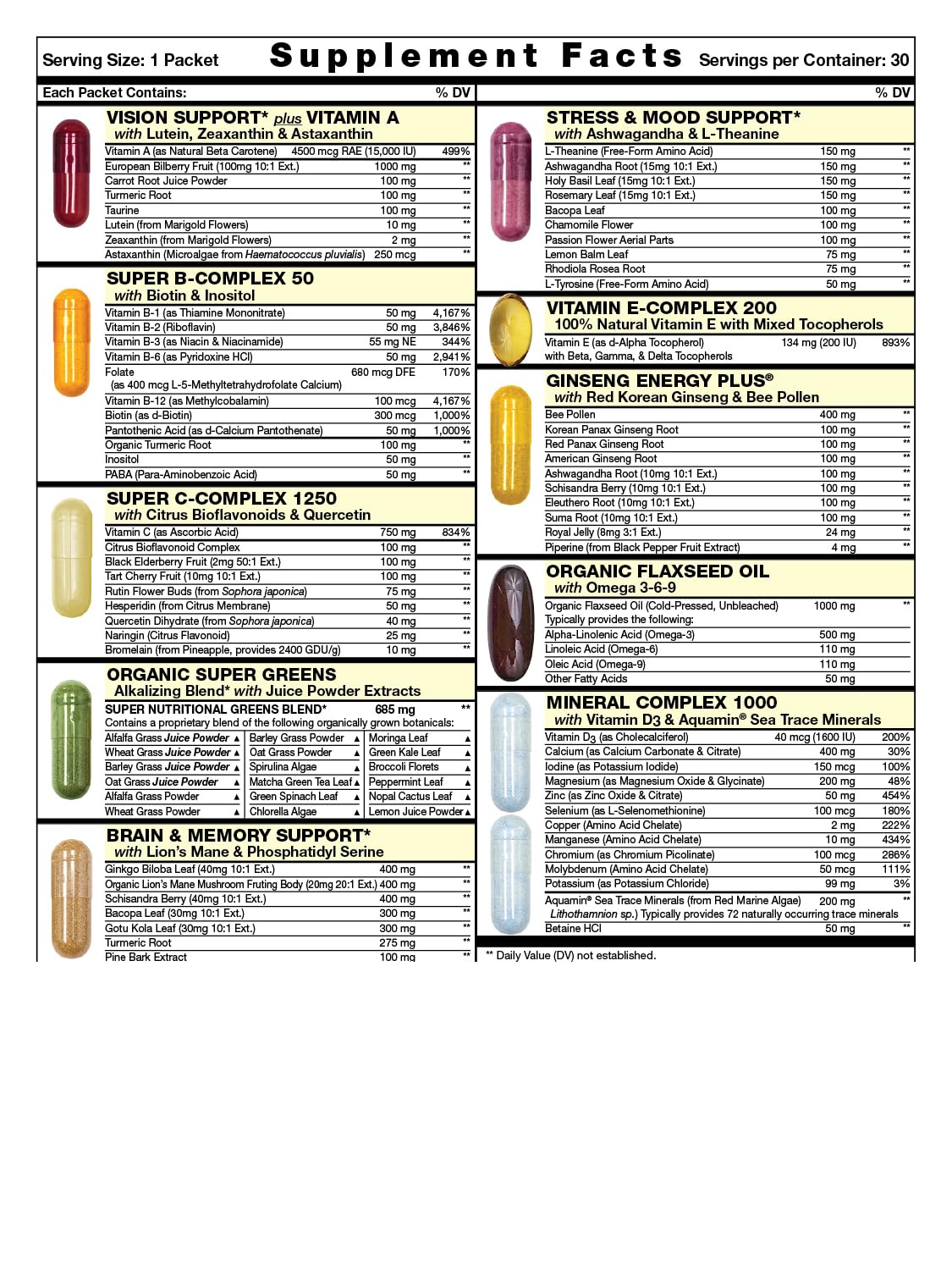 Fresh Start All-in-One Daily Vitamin Pack for Stress & Brain Support - 30 Count - image 2