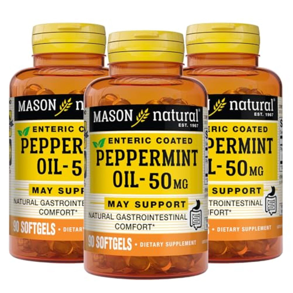 MASON NATURAL Peppermint Oil 50 mg Enteric Coated Softgels - 270 Count