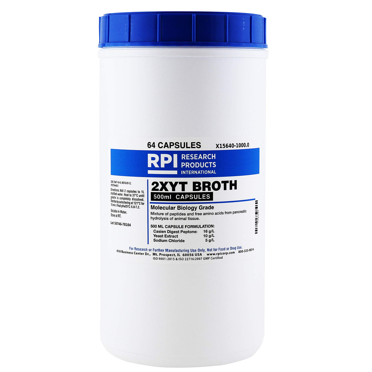 RPI 2XYT Broth Powder - 64 Capsules