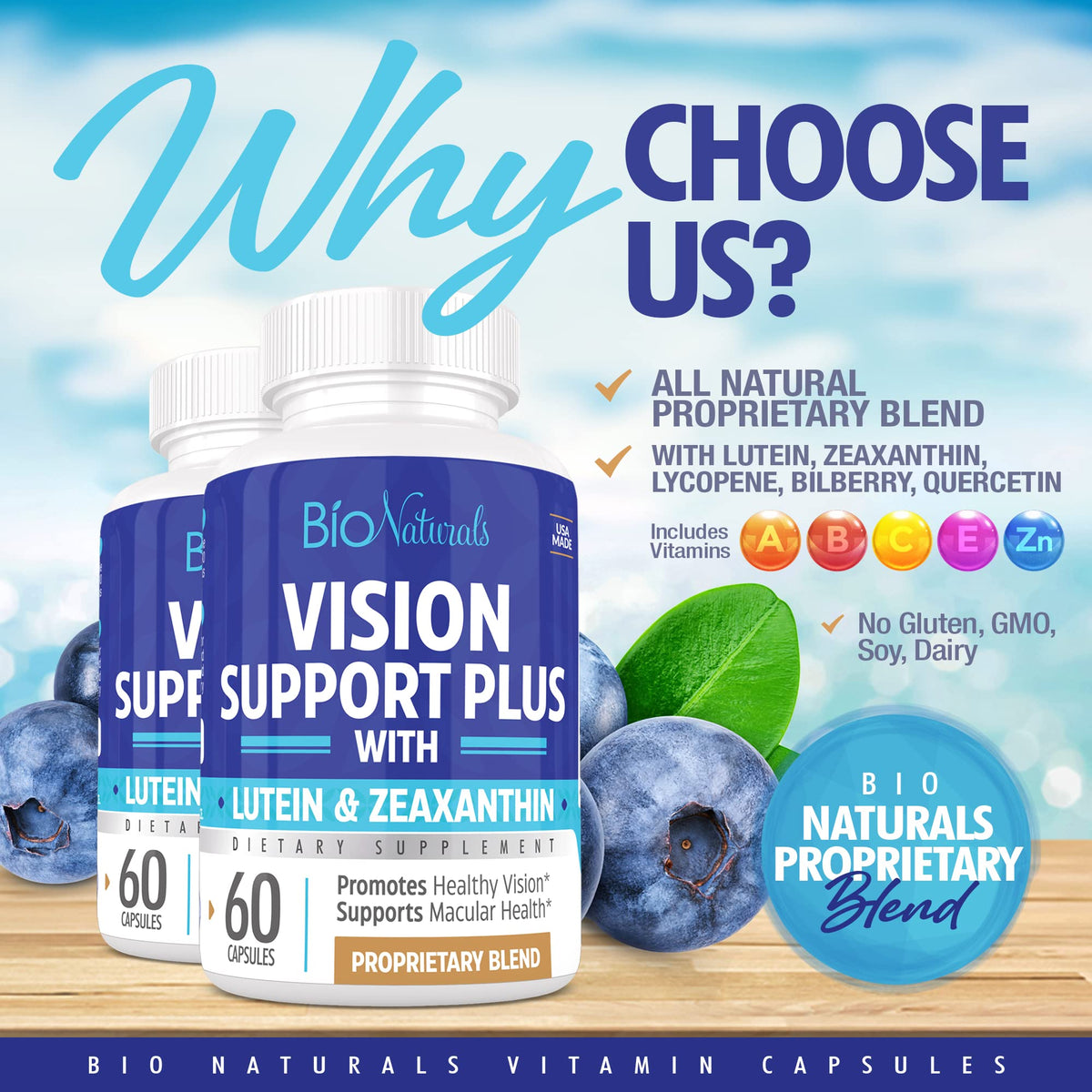 Bio Naturals Eye Vitamin with Lutein & Bilberry - 60 Vegetarian Capsules - image 2