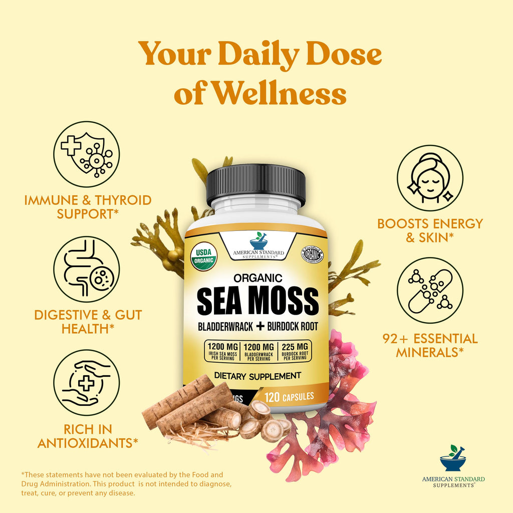 American Standard Supplements Organic Sea Moss Bladderwrack Burdock Root - image 5