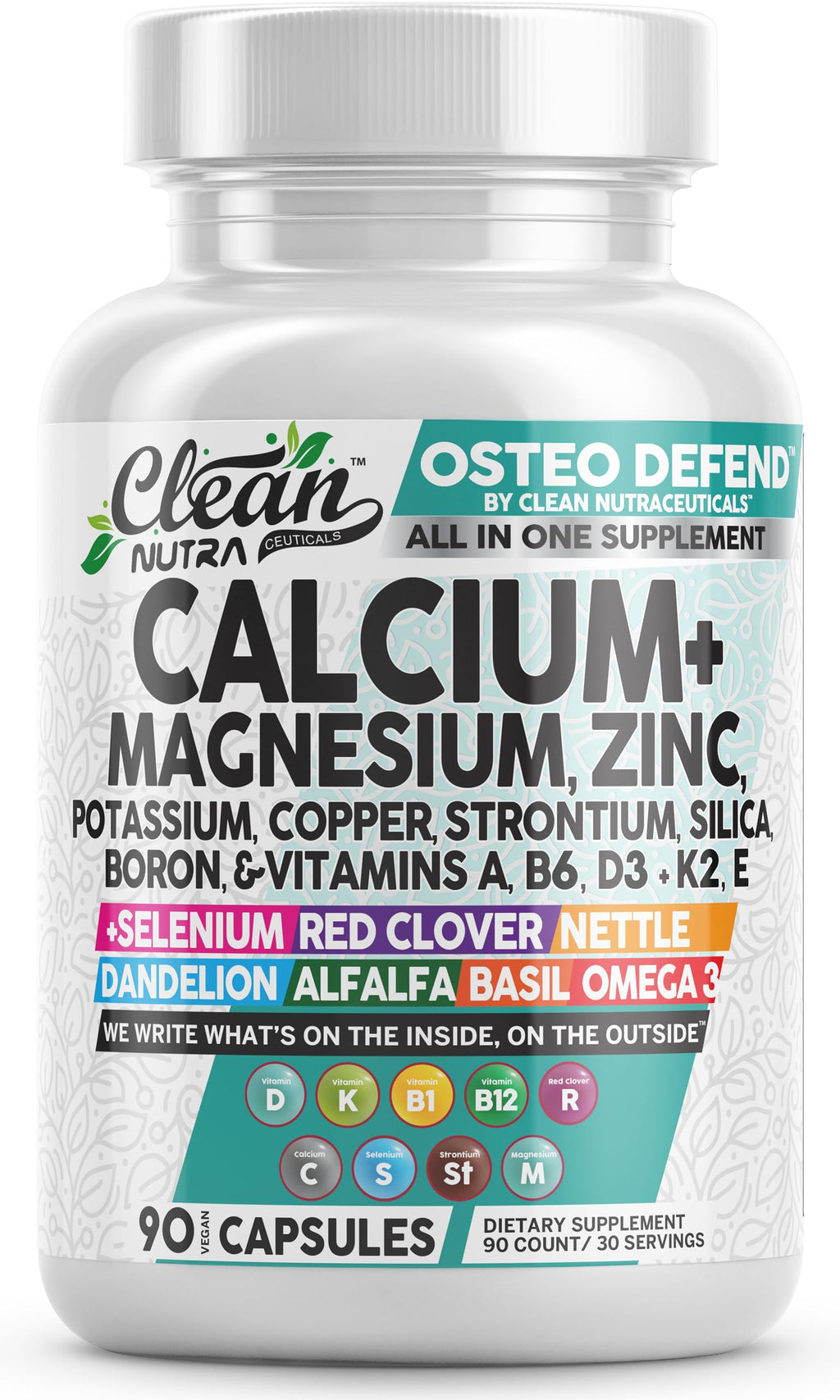 Clean Nutraceuticals Osteo Defend Calcium Magnesium Zinc - 90 Capsules