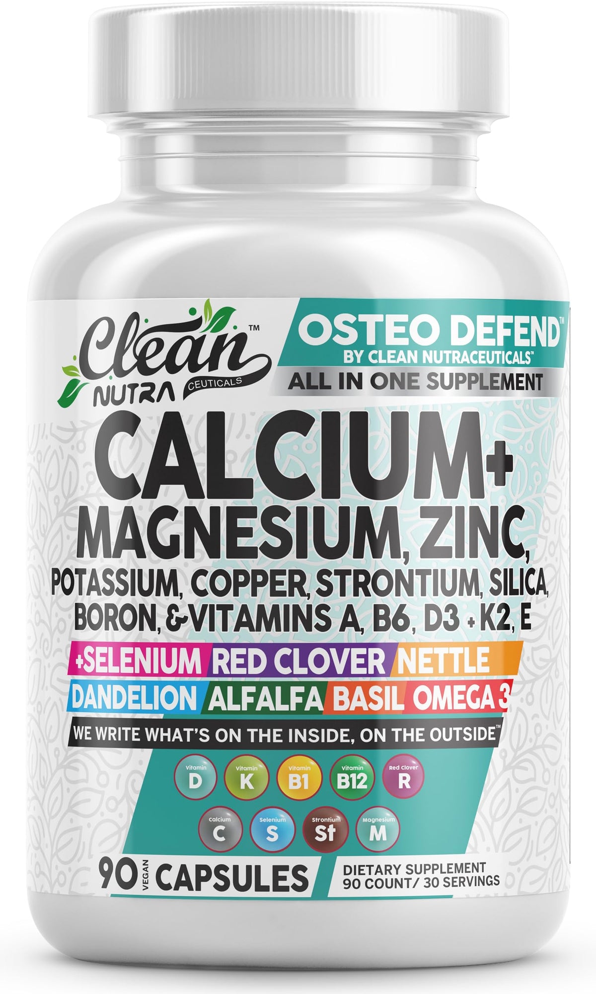 Clean Nutraceuticals Osteo Defend Calcium Magnesium Zinc - 90 Capsules