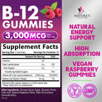 Nature's Nutrition B12 Energy Gummies 3000 mcg per Serving - Extra