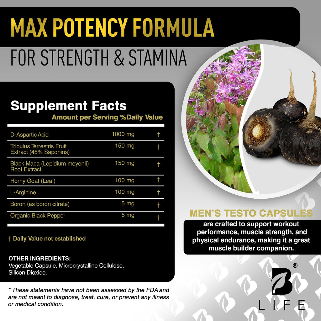 B Life Company Testosterone Booster for Men - 240 Capsules - image 7