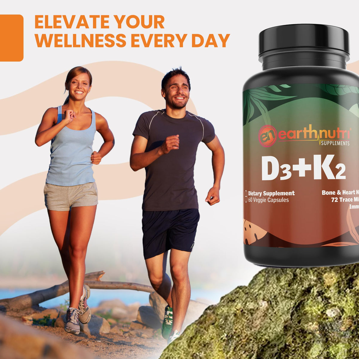 EarthNutri Vitamin D3 Plus K2 5000 IU - 60 Vegetarian Capsules - image 5