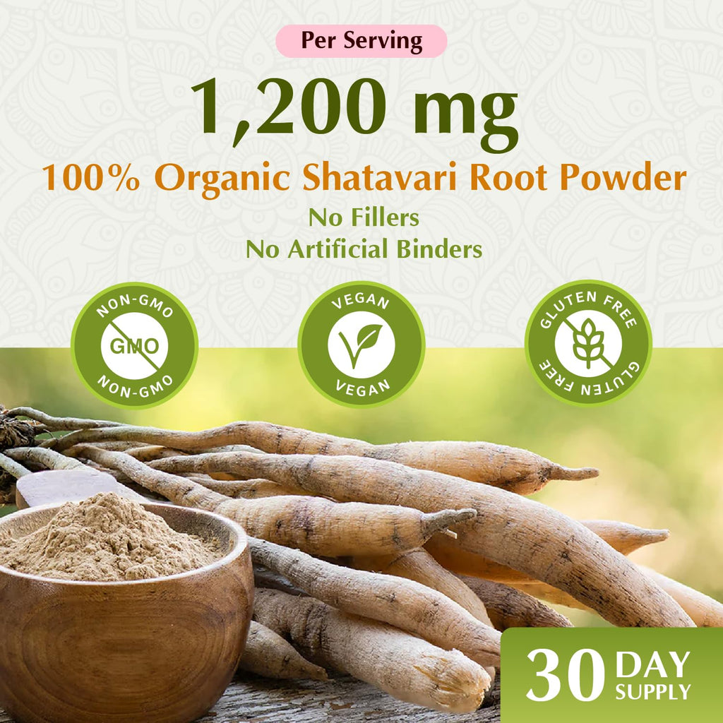 Jiva Botanicals Shatavari Capsules 1200mg Organic - 60 Count - image 3