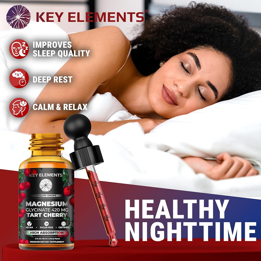 KEY ELEMENTS Liquid Magnesium Glycinate 420 mg with Tart Cherry - 2 Fl Oz - image 5
