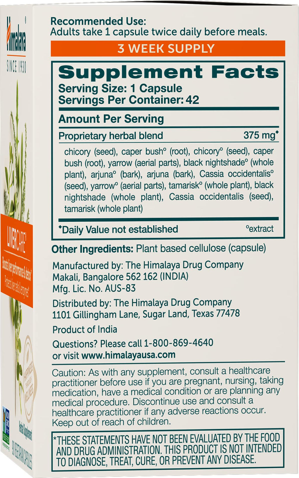Himalaya LiverCare Herbal Liver Support - 42 Vegetarian Capsules - image 2