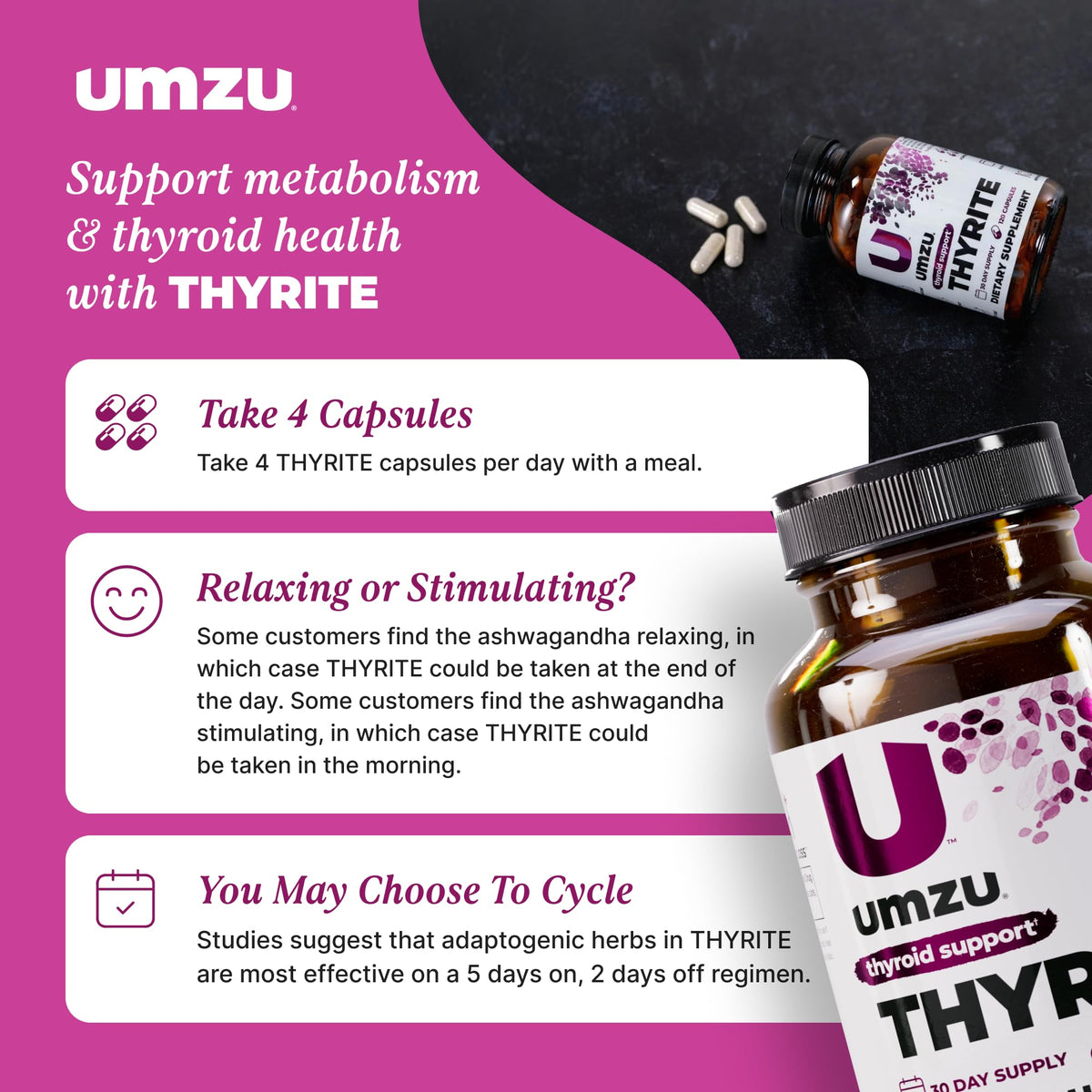 UMZU Thyrite Thyroid Support Supplement - 120 Capsules - image 6