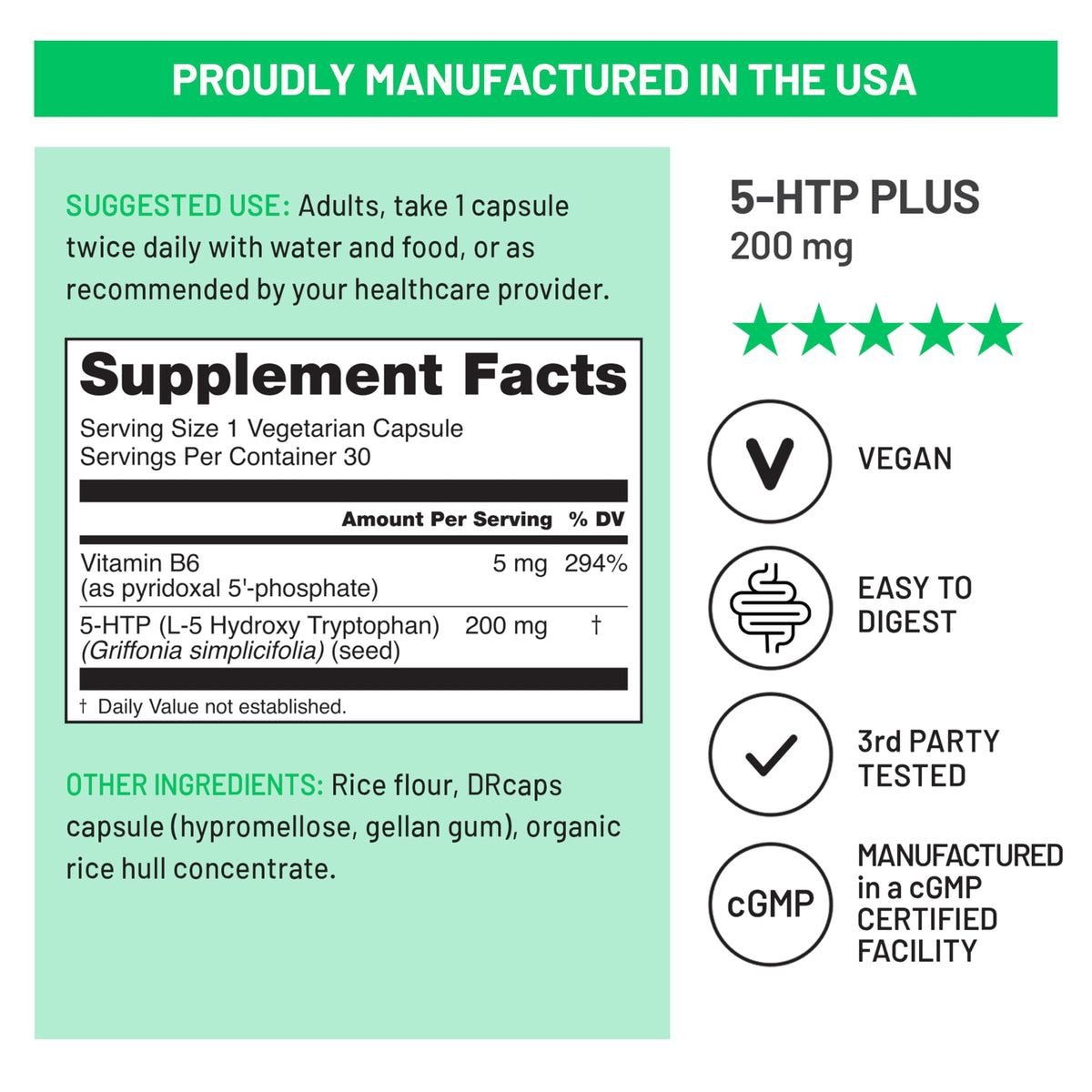 NatureWise 5-HTP 200mg Mood Support and Sleep Aid - 30 Capsules - image 4