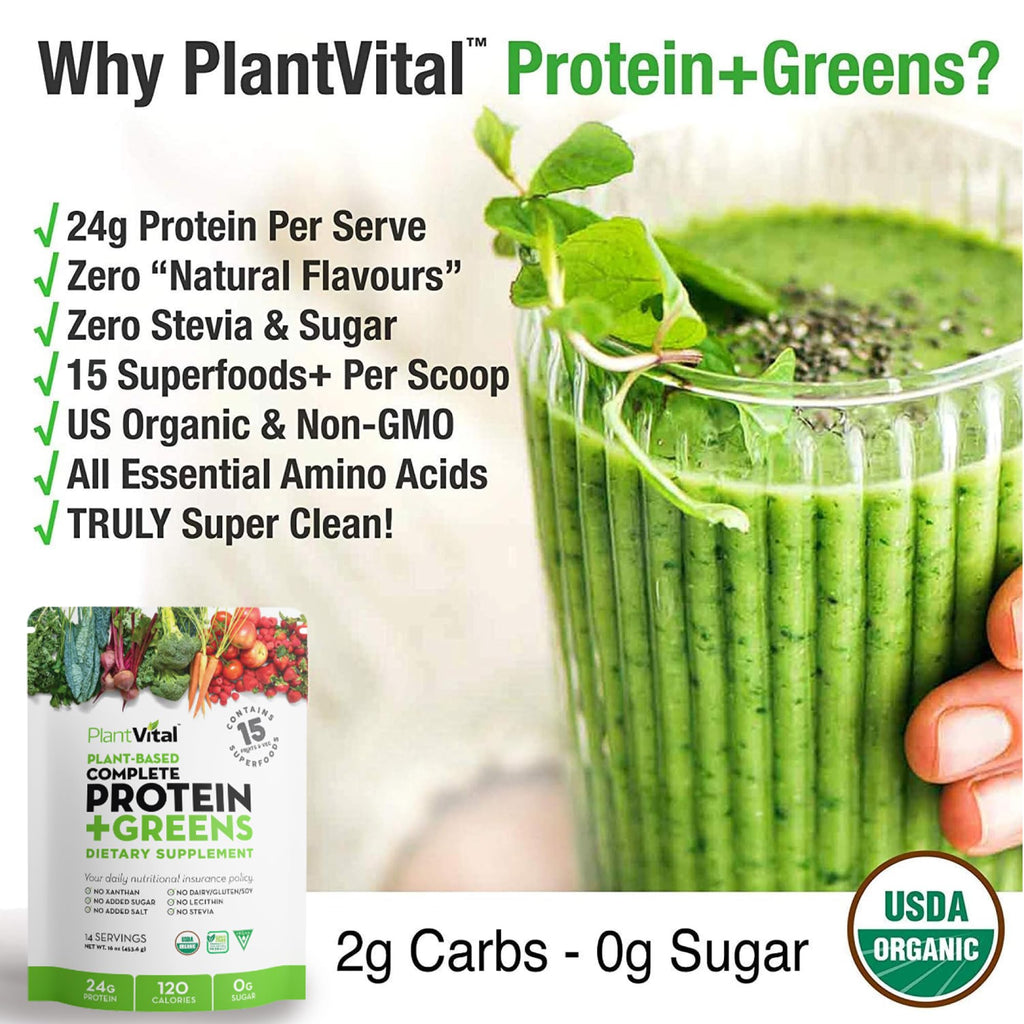 Plantvital Unflavored Organic Vegan Protein Powder - 18 Superfoods
