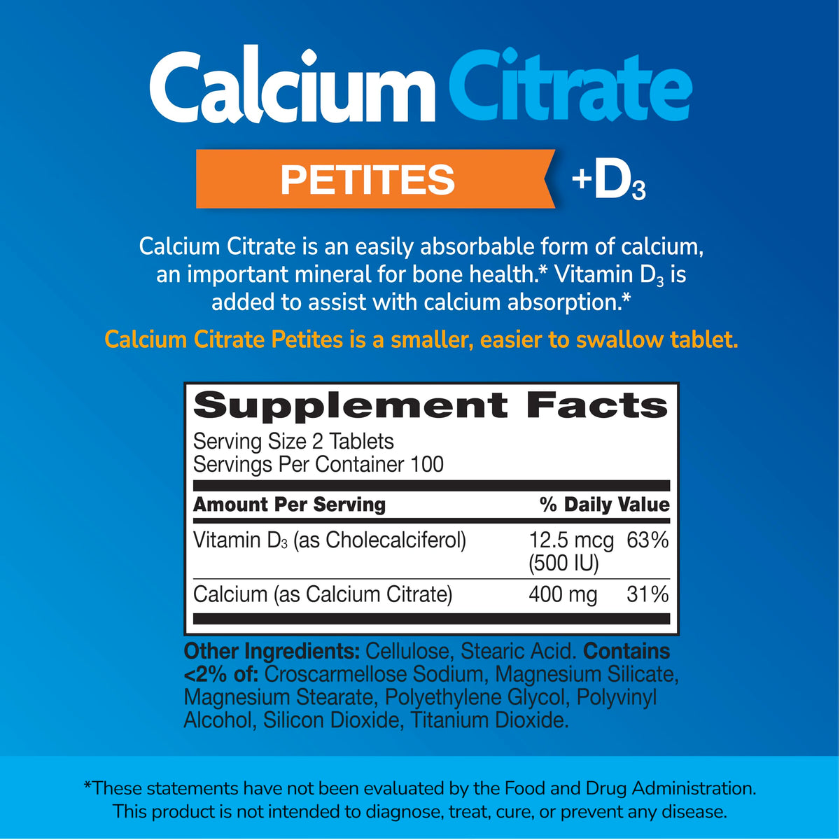 21st Century Calcium Citrate + D3 Petites - 200 Tablets - image 2