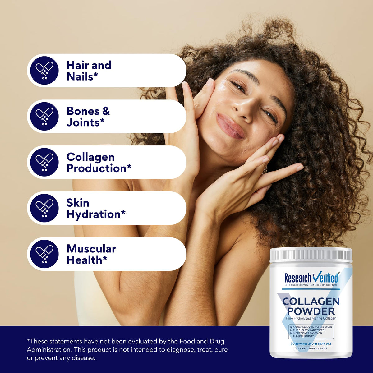 Research Verified Hydrolyzed Marine Collagen Peptides - 30 Scoops - image 3