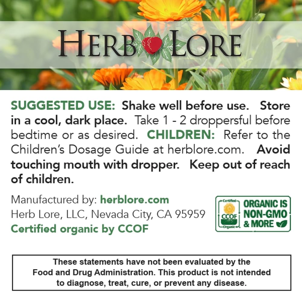 Herb Lore Organic Goodnight Tincture - Liquid Sleep Aid Drops