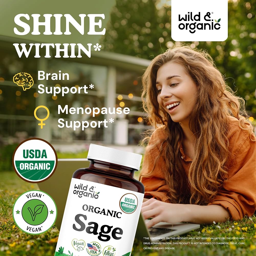 Wild & Organic Sage Capsules 1000 mg Brain Support - 90 Capsules - image 2