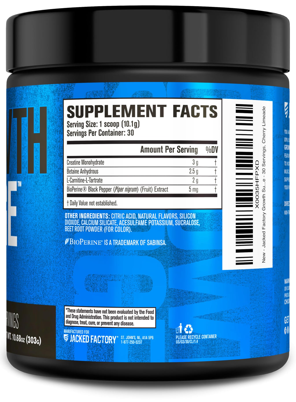 Jacked Factory Growth Surge Creatine Post Workout w/L-Carnitine
