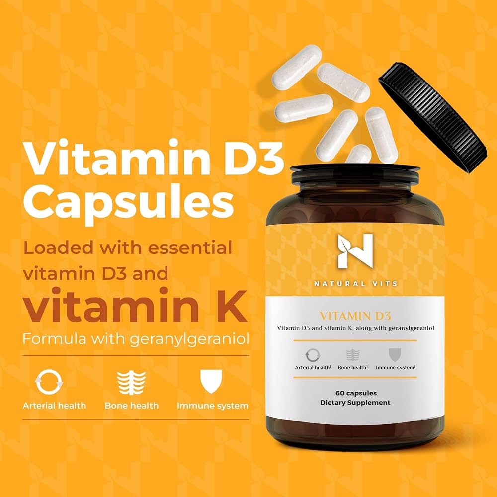 NATURAL VITS Vitamin D3 Capsules for Immune & Bone Support - 60 Servings - image 2