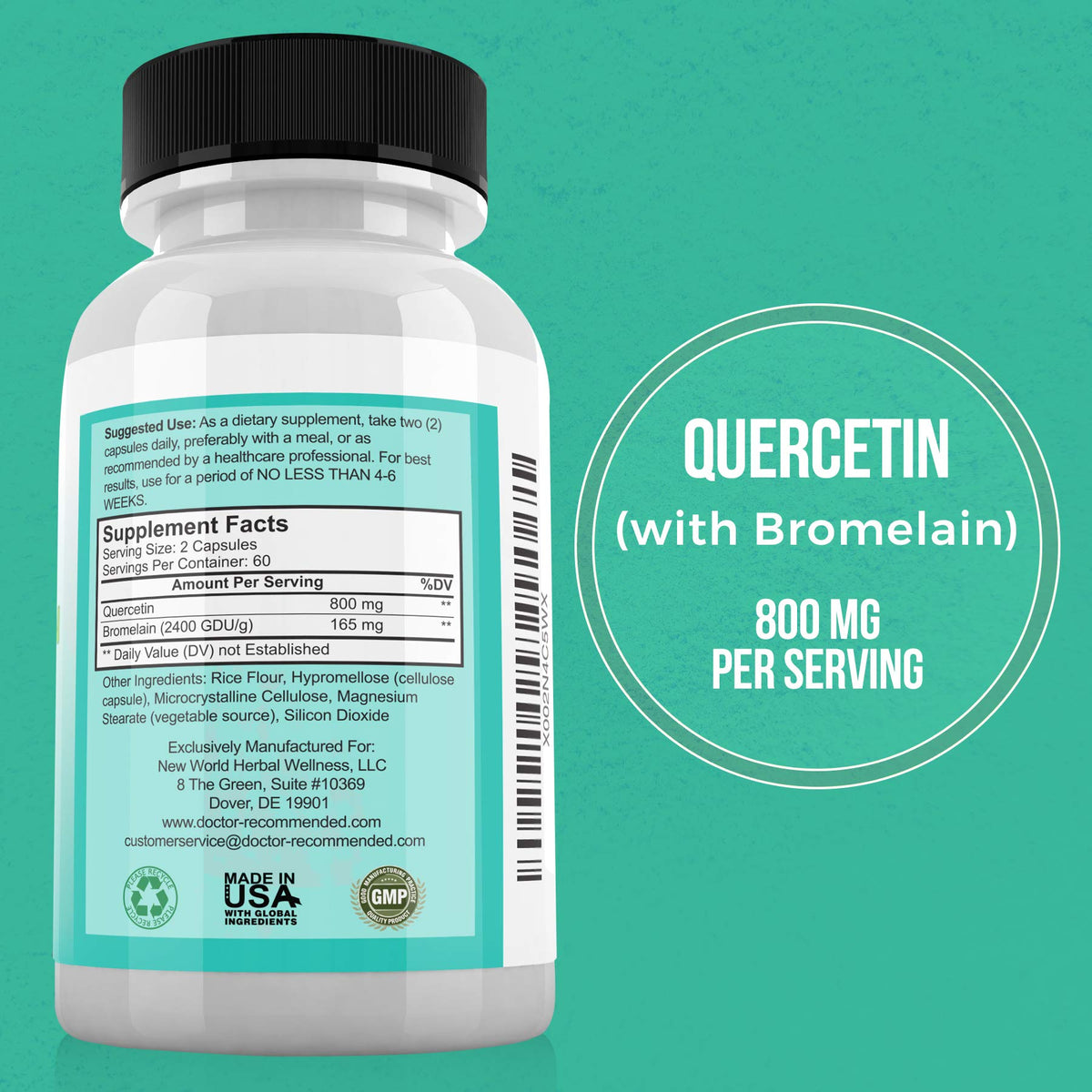Doctor Recommended Supplements Quercetin 800mg with Bromelain - image 2