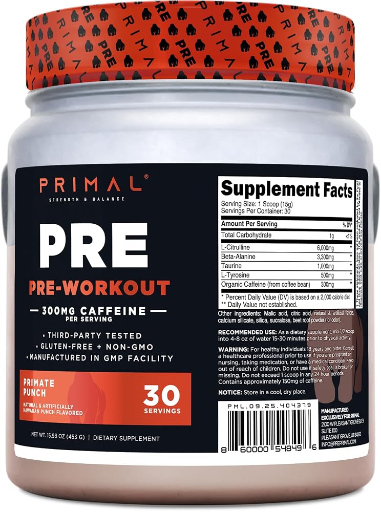 Primal Primate Punch Pre-Workout Powder - 30 Servings - image 3