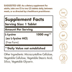 Solgar L-Lysine 1000mg Tablets