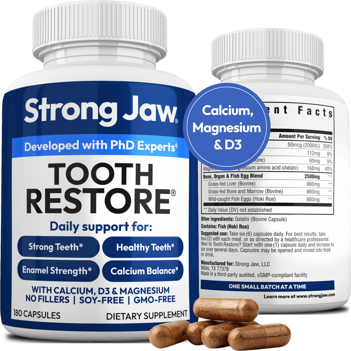 Strong Jaw Tooth Restore Enamel Repair Vitamins - 180 Capsules