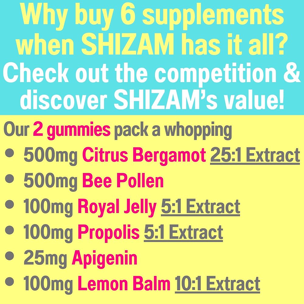 SHIZAM Bee Pollen Royal Jelly Citrus Bergamot Gummies - 60 Count - image 2
