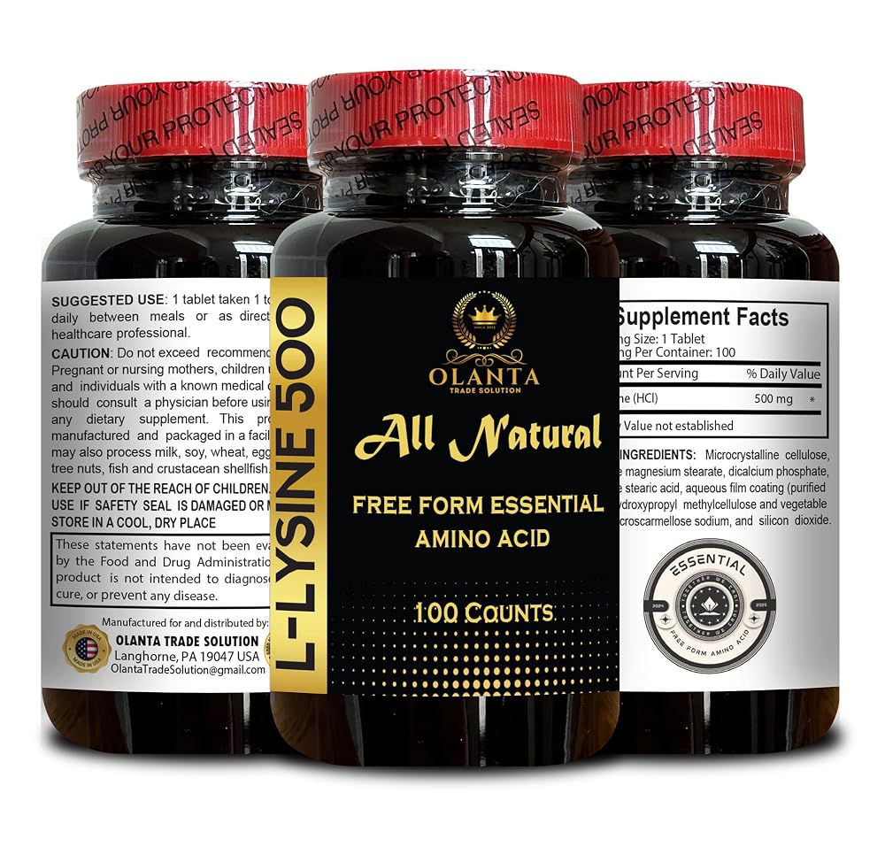OLANTA TRADE SOLUTION L-Lysine 500 mg Essential Amino Acid - 100 Capsules - image 2